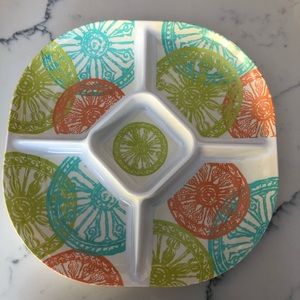 🆕15 Inch Compartment Flower Printing Plastic Appetizer Serving Tray